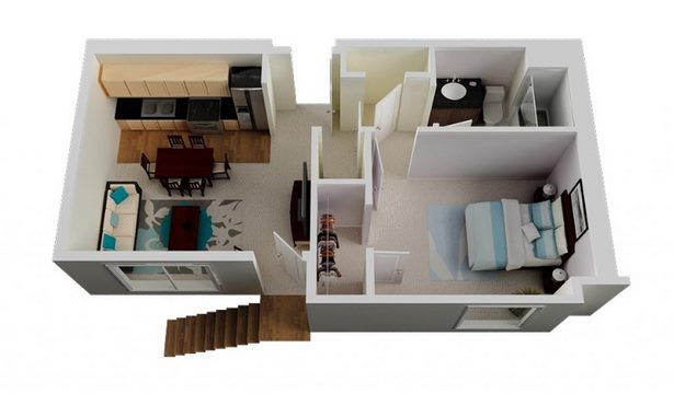 1 hálószobás lakás belsőépítészeti ötletek