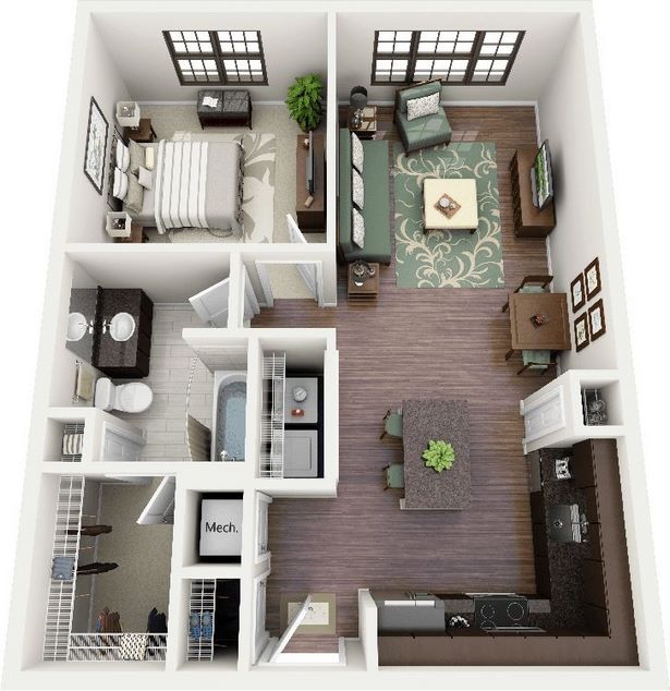 1 hálószobás lakás belsőépítészeti ötletek