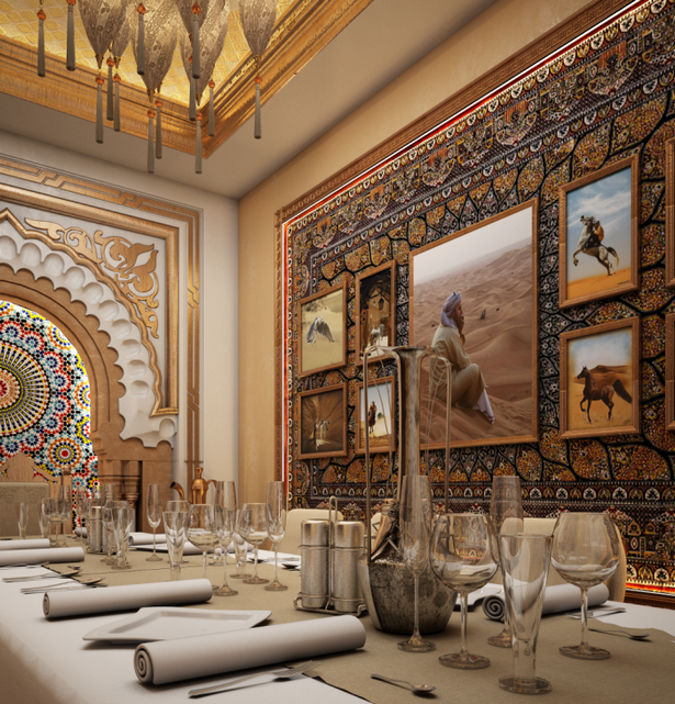 Arab étterem belsőépítészet