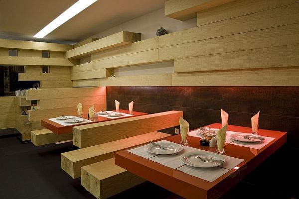 Minimalista étterem belsőépítészet