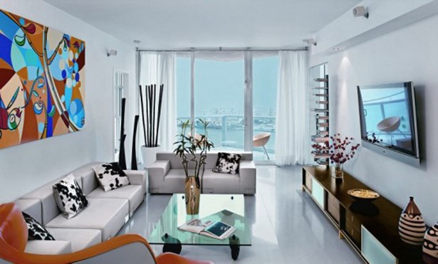 Modern lakás nappali tervezés