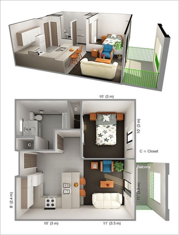 Egy hálószobás lakás ötletek