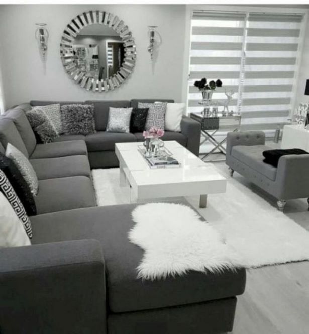 Szürke és fehér modern nappali