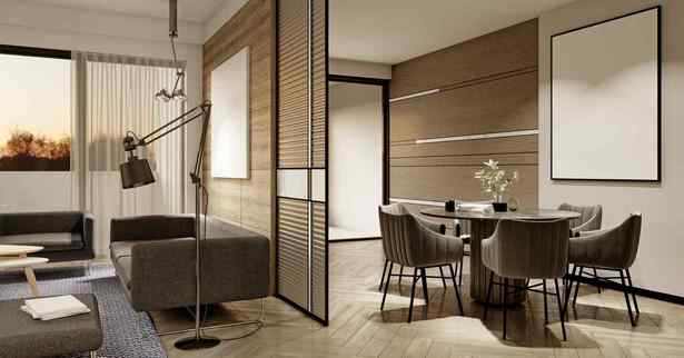 Modern partíció design nappali és étkező