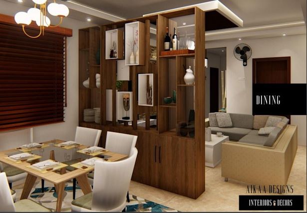 Modern partíció design nappali és étkező
