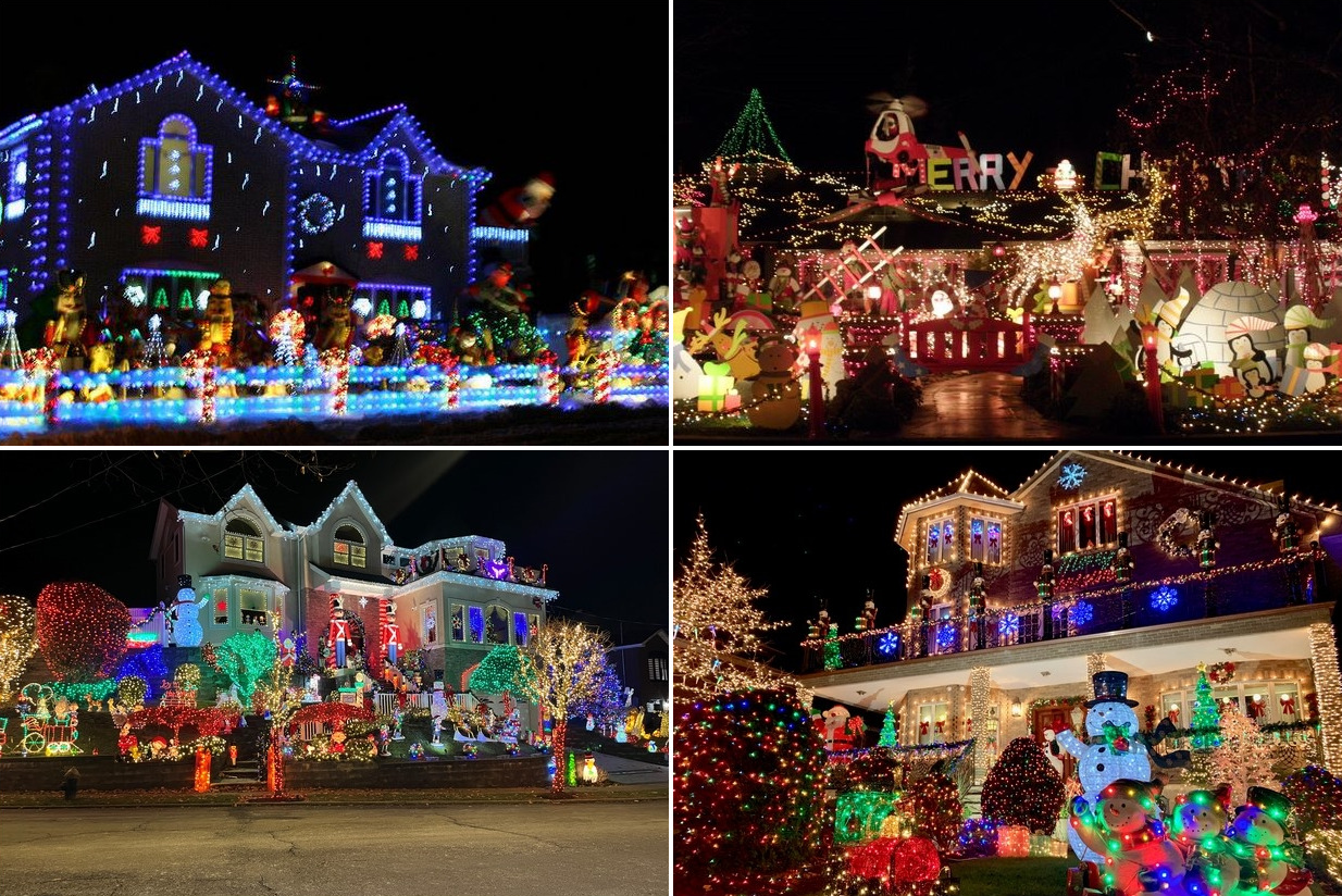 Képek a karácsonyra díszített házakról