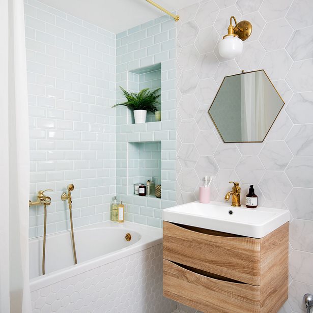 Különböző fürdőszobai minták kis fürdőszobákhoz