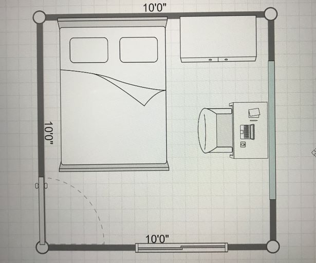 10x10 hálószoba belsőépítészet