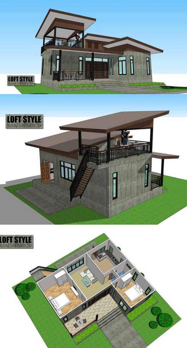 Kis ház tetőtéri kialakítással