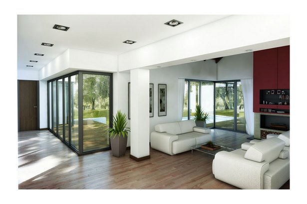 Modern ház belsőépítészeti nappali