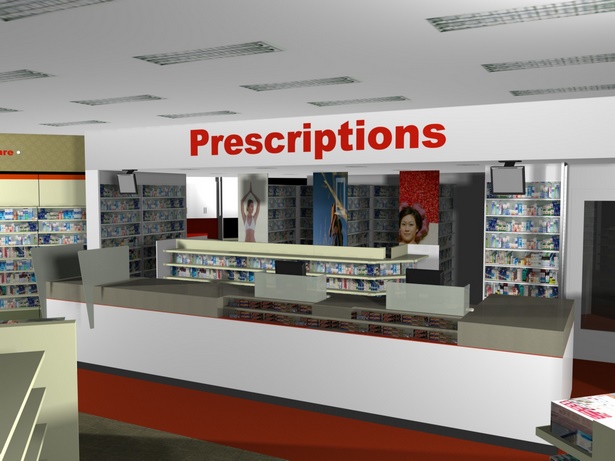 Gyógyszertár belsőépítészet