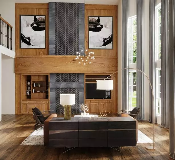 Magas mennyezetű modern nappali