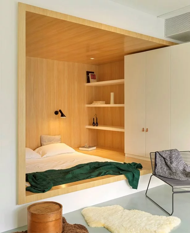 Minimalista kis hálószoba belsőépítészet