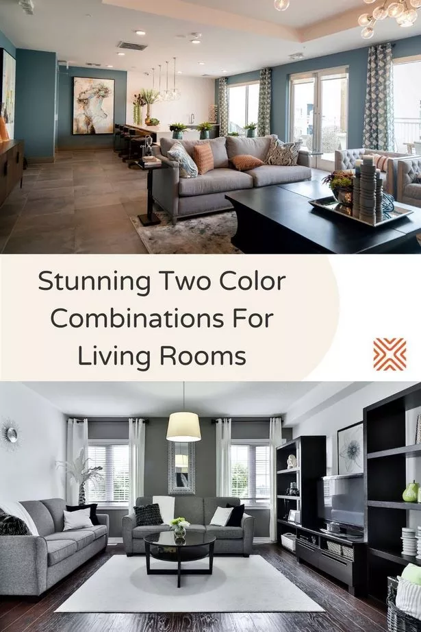 Modern két színkombináció a nappali számára