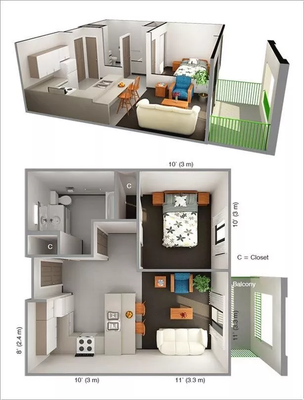 Egy hálószobás lakás belsőépítészeti ötletek