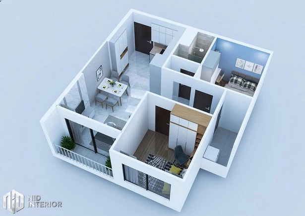 Két hálószobás lakás belsőépítészet
