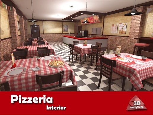 Pizzéria belsőépítészet