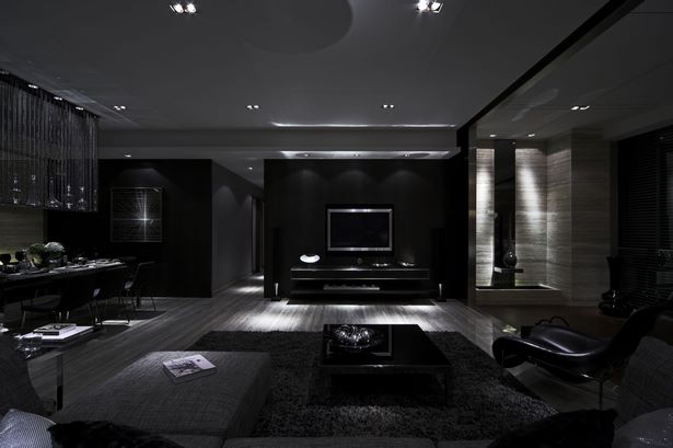 Fekete modern ház belső