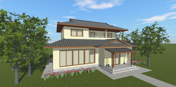 Modern japán ház külső kialakítása