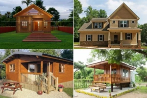 Egyszerű fa ház design fotók