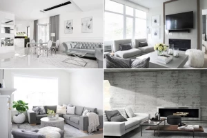 Fehér és szürke modern nappali