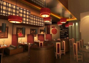 Ázsiai étterem belsőépítészet
