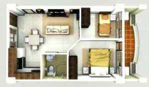 2 hálószobás lakás egység belsőépítészet